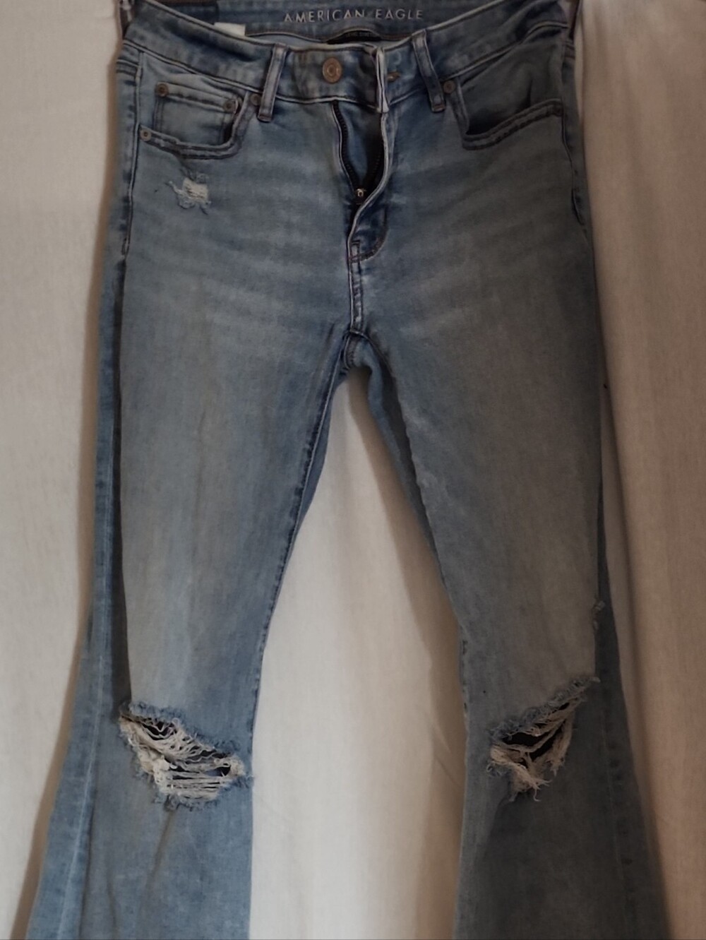 American Eagle Outfitters Light Wash Distressed Flare Jeans